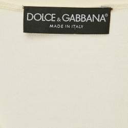 Pre Owned Dolce & Gabbana Cream Knit Bead Button Detail Cardigan XS