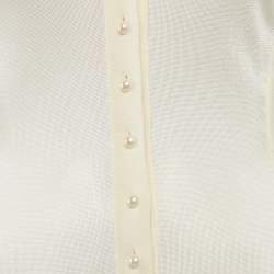Pre Owned Dolce & Gabbana Cream Knit Bead Button Detail Cardigan XS