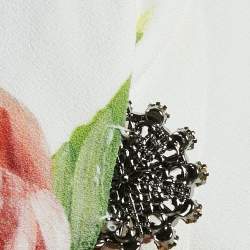 Pre Owned Dolce & Gabbana Multicolor Floral Print Crepe Brooch Detail Midi Dress S