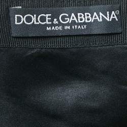 Dolce & Gabbana Black Patterned Wool Fringe Detail Asymmetric Skirt S