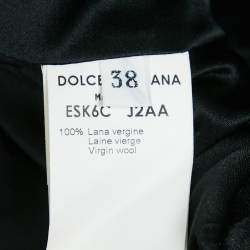 Dolce & Gabbana Black Patterned Wool Fringe Detail Asymmetric Skirt S