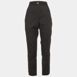 Dolce & Gabbana Black Cotton Contrast Tape Detail Trousers L