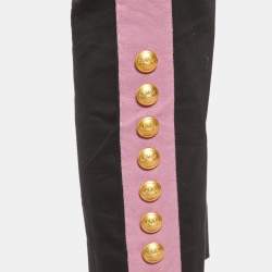 Dolce & Gabbana Black Cotton Contrast Tape Detail Trousers L