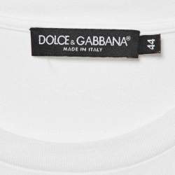 Pre Owned Dolce & Gabbana Monochrome Cotton Lace Trim Tunic M