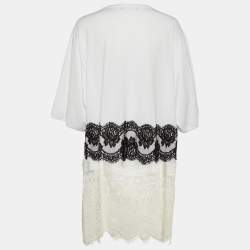 Pre Owned Dolce & Gabbana Monochrome Cotton Lace Trim Tunic M