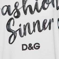 Pre Owned Dolce & Gabbana Monochrome Cotton Lace Trim Tunic M