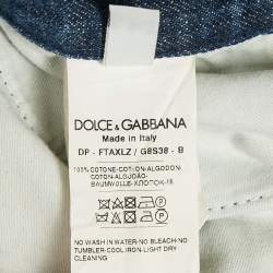 Pre Owned Dolce & Gabbana Blue Distressed Denim Button Detail Denim Jeans M Waist 31"