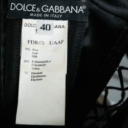 Pre Owned Dolce & Gabbana Black Silk Blend Satin Lace-Up Detail Corset Dress S