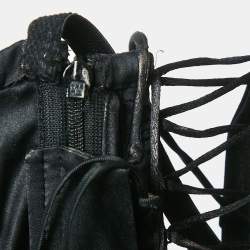 Pre Owned Dolce & Gabbana Black Silk Blend Satin Lace-Up Detail Corset Dress S