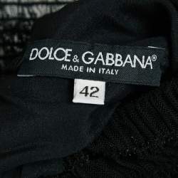 Pre Owned Dolce & Gabbana Black Sequin Tulle Ruched Midi Dress M