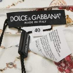 Dolce & Gabbana White Jewel Print Crepe Ruffled Skirt and Top Set S
