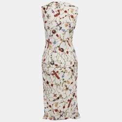 Dolce & Gabbana White Jewel Print Crepe Ruffled Skirt and Top Set S