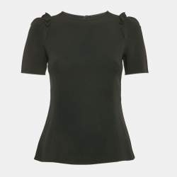 Pre Owned Dolce & Gabbana Black Crepe Ruffled Top S