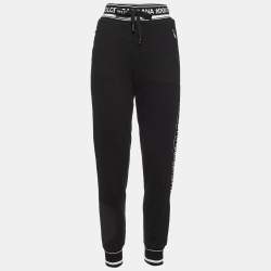 Dolce & Gabbana Black Cotton Logo Band Trim Joggers S