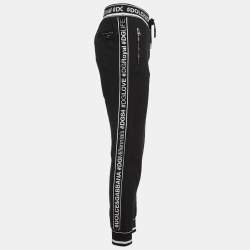 Dolce & Gabbana Black Cotton Logo Band Trim Joggers S