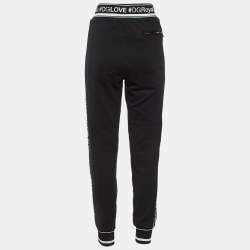 Dolce & Gabbana Black Cotton Logo Band Trim Joggers S