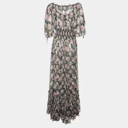 Pre Owned Dolce & Gabbana Multicolor Floral Print Silk Maxi Dress M