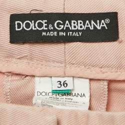 Pre Owned Dolce & Gabbana Pink Gabardine Skinny Trousers XS