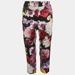 مملوكة مسبقًا Dolce & Gabbana Multicolor Floral Print Jacquard Trousers S