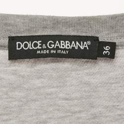 Pre Owned Dolce & Gabbana Grey Fake or Real Print Jersey T-Shirt XS