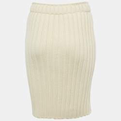Pre Owned Dolce & Gabbana Cream Rib Knit Pencil Skirt S