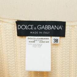 Pre Owned Dolce & Gabbana Cream Rib Knit Pencil Skirt S