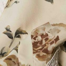 Pre Owned Dolce & Gabbana Beige Floral Print Lace Trim Cotton Blend Mini Dress S