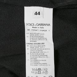 Pre Owned Dolce & Gabbana Black/Red Floral Print Silk Flared Midi Skirt M