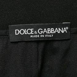 Pre Owned Dolce & Gabbana Black/Red Floral Print Silk Flared Midi Skirt M