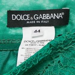 Pre Owned Dolce & Gabbana Green Lace Pencil Midi Skirt M