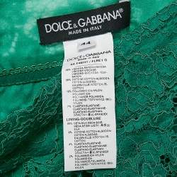 Pre Owned Dolce & Gabbana Green Lace Pencil Midi Skirt M