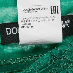 Pre Owned Dolce & Gabbana Green Lace Pencil Midi Skirt M