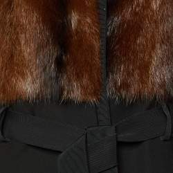 Dolce & Gabbana Black/Brown Fur & Wool Long Coat S