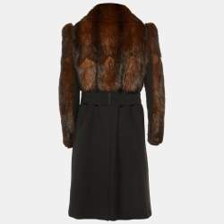 Dolce & Gabbana Black/Brown Fur & Wool Long Coat S