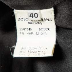 Dolce & Gabbana Black/Brown Fur & Wool Long Coat S