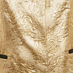 Dolce & Gabbana Gold Lurex Blend Jacquard Ruffled Blazer M