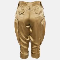 Dolce & Gabbana Gold Satin Trim Detail Capri Pants S