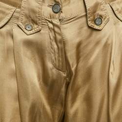 Dolce & Gabbana Gold Satin Trim Detail Capri Pants S