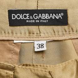 Dolce & Gabbana Gold Satin Trim Detail Capri Pants S