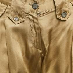 Dolce & Gabbana Gold Satin Trim Detail Capri Pants S