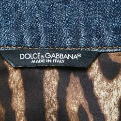 Pre Owned Dolce & Gabbana Blue Rhinestone Detail Denim Button Front Jacket S