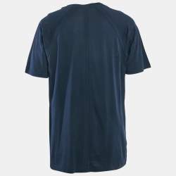 Pre Owned Dolce & Gabbana Navy Blue Leopard Applique Jersey T-Shirt XL
