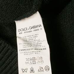 Pre Owned Dolce & Gabbana Black Floral Applique Wool Sweater M