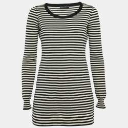 Dolce & Gabbana Black/White Stripe Long Sleeve Wool Sweater Top S