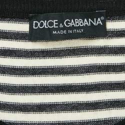 Dolce & Gabbana Black/White Stripe Long Sleeve Wool Sweater Top S