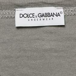 Pre Owned Dolce & Gabbana Underwear Grey Cotton V Neck Short Sleeve T-Shirt L