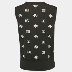 Pre Owned Dolce & Gabbana Black DG Intarsia Knit Sleeveless Top XL