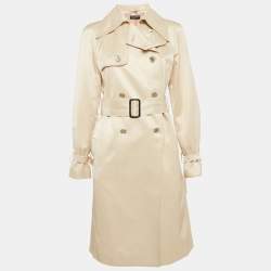 Dolce & Gabbana Beige Silk Double Breasted Trench Coat M