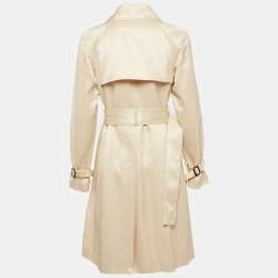 Dolce & Gabbana Beige Silk Double Breasted Trench Coat M