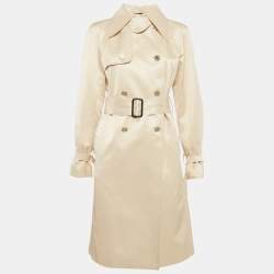Dolce & Gabbana Beige Silk Double Breasted Trench Coat M